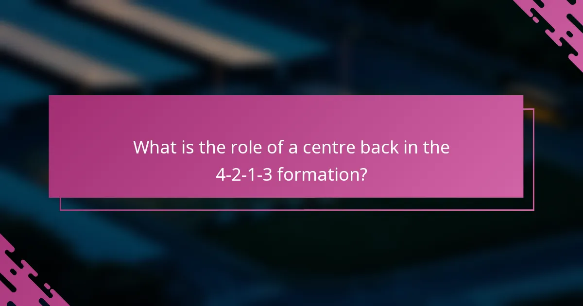 What is the role of a centre back in the 4-2-1-3 formation?